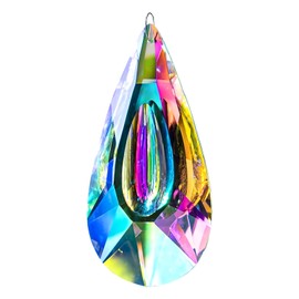 Qaixwuyi Hanging Crystal Prism Suncatcher Drops Crystal Glass Pendant Ornament Rainbow Maker 12 cm Crystal Prisms Colourful for Window Garden Birthday Gift Wedding Decor