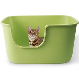 Vealind Large High Sided Cat Litter Box Extra Deep Litter Tray for Multi Cats Household, High Wall Cat Boxes Anti-Splashing Kitty Litter Box