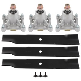 Aintier Deck Rebuild Kit Fit for Hustler Raptor 52", Spindle & Blade 604214 603995, 3 Spindle Assembly 3 Mower Blades Lawn Mower Deck Parts Rebuild Kit 52"