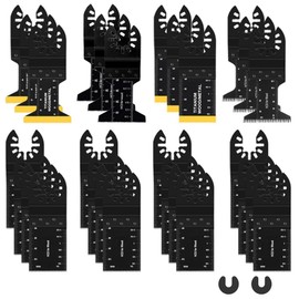 28 Pieces Titanium Oscillating Tool Blades Bi-Metal Osciallating Saw Blade Universal Quick Release Multitool Blade Kit for Wood Metal Nails Plastics