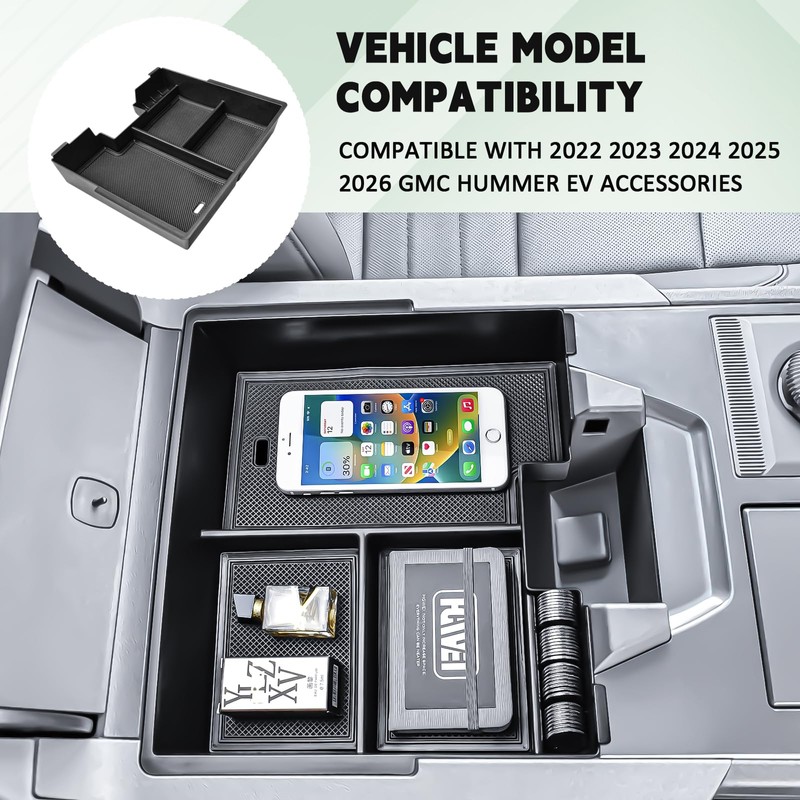 HGWEI Center Console Organizer Compatible with 2022-2026 GMC Hummer EV