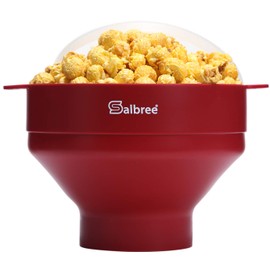The Original Salbree - Máquina de palomitas de maíz para microondas, tazón plegable para microondas, no requiere aceite, la mayoría de colores disponibles (rojo rubí)