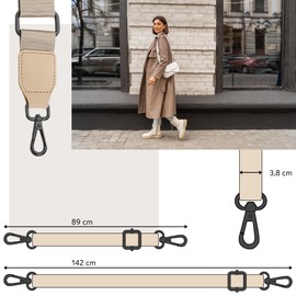 Shoulder Strap for Handbag Laptop Bag – Brown [Metal Colour: Black] – Length Adjustable 89-142 cm – Width 3.8 cm – Replacement Strap Shoulder Strap for Laptop Bag