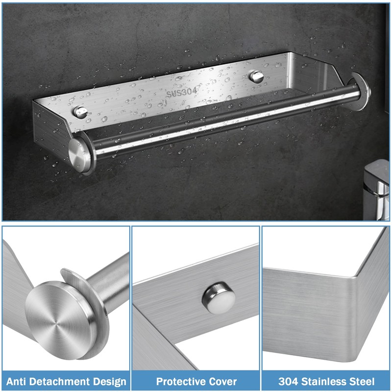 Kitchen Roll Holder Wall Mounted, 28 cm Stainless Steel Kitchen