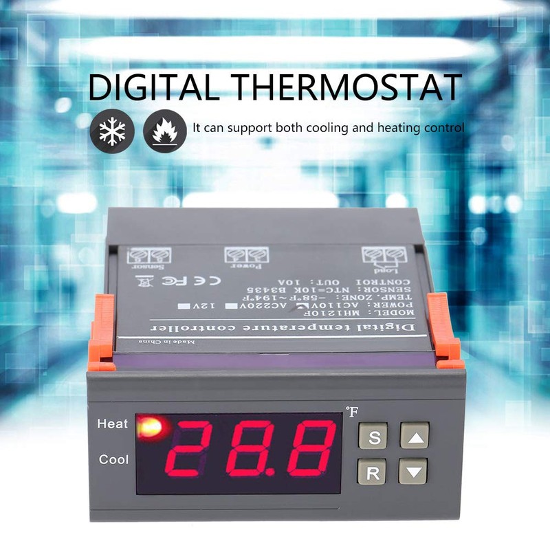 Jeanoko Thermostat MH1210F AC110V Digital Temperature Control Controller Thermostat -58~194℉