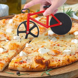 Bicycle Pizza Cutter 100% Food Grade Non-Stick Stainless Steel Double Pizza Cutter Professional Design
