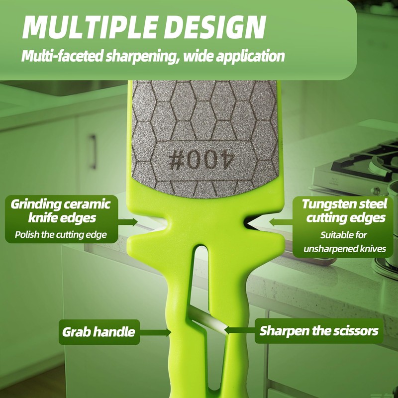 Diamond Sharpening Stone, 400/1000 Grit Double-Sided, 5-in-1 Honeycomb Surface Knife