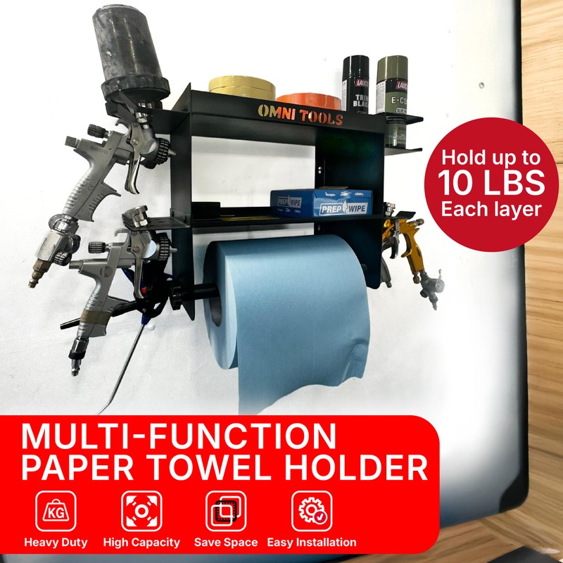 OMNI TOOLS Multi-Function Paper Towel Holder – Heavy-Duty Shop Shelf