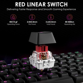 DURGOD TGK021 Mechanical Gaming Keyboard, 104 Keys Wired Keyboard with Magnetic Wrist Rest, RGB Backlit, Hot Swappable Linear Red Switch for PC/Mac/Laptop, Fully Anti-ghosting, Multimedia Keys