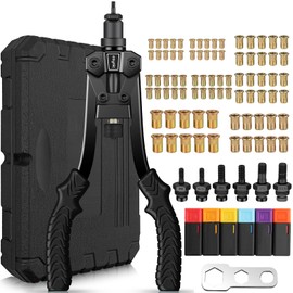 eSynic Professional Rivet Nut Gun High Efficiency Rivnut Gun Tool with 3 Size Metric & 3 Size SAE Mandrels 80pcs Rivet Nuts Durable Rivnut Tool Kit Non-slip Hand Riv Nut Gun Set Easy for Your Work etc
