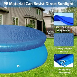 6FT Round Pool Cover,Foldable Outdoor Swimming Pool Covers,Paddling Pool Covers with Drawstrings,Pool Ground Cloth,Garden Dust Solar Pool Cover Protector for Inflatable Family Pool(6ft,1.83m)