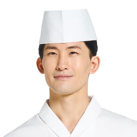 Albe DN8917 C-1 Japanese Hat, Durable, Simple, Basic, 4 Sizes, Japanese Food, Sushi Buckwheat, Panamae, Uniform, White, M