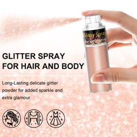 Hair and Body Glitter Spray, 1PC Champagne Glitter Hairspray Dry Powder Makeup for Clothes, Festival Rave Prom Loose Sparkle Powder,Holographic Ultra Fine Resin Glitters for Crafts,10g (Champagne)