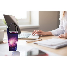 Tumbler 30oz Carrier Holder Pouch with Shoulder Strap, Fit for YETI, Rtic, Atlin, Ozark Trail, Rambler 30 oz Insulated Tumbler Coffee Cup, Neoprene Sleeve with Carrying Handle - Blue & Purple Sky