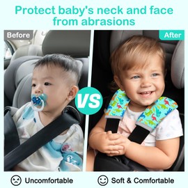 Seat Belt Cover Pad for Baby, Soft Seatbelt Cushion Covers for Kids 2Pcs Car Seat Strap Shoulder Pads for All Car Seats, Stroller, High Chair