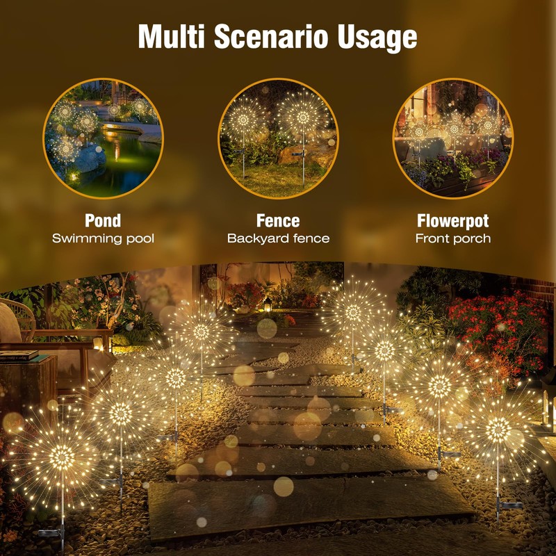 Lanthium 2 Pack Garden Decoration Solar Outdoor Light with 300