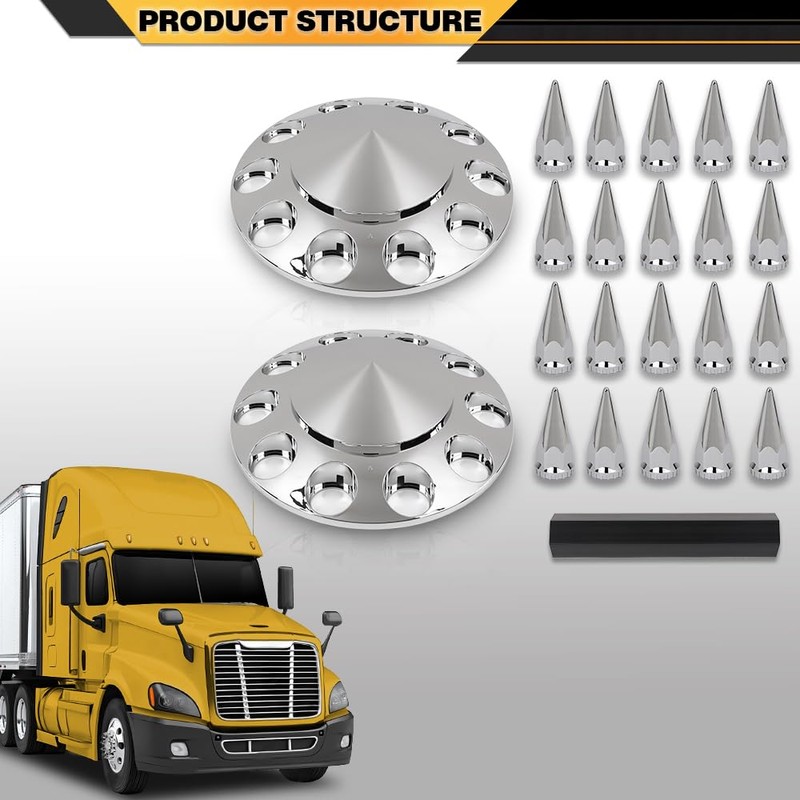 CNNELL Chrome Front Axle Complete Wheel Cover Set with Hub
