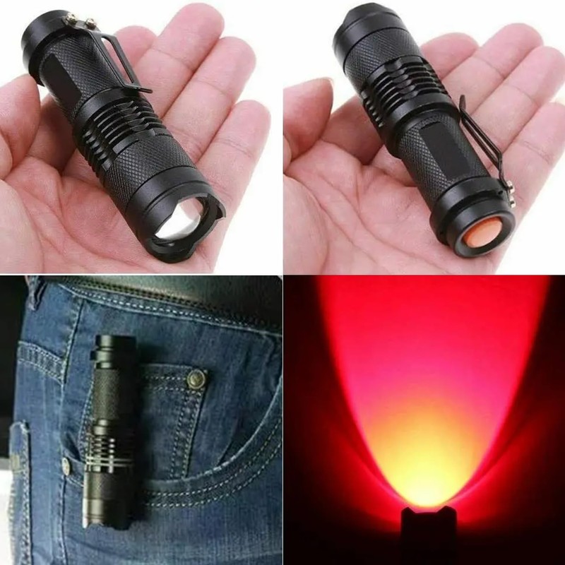 LIAISIMI 2 Pack Tactical Bright Powerful Red LED Torch Zoomable
