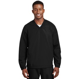 SPORT-TEK Men's V Neck Raglan Wind Shirt 5XL Black