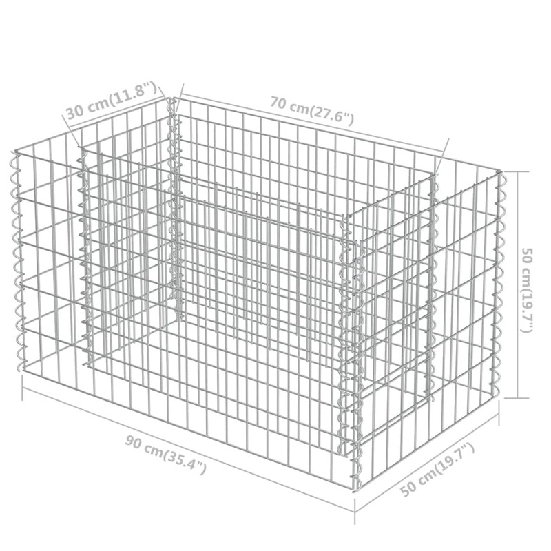 vidaXL Gabion Raised Bed - Galvanized Steel Outdoor Planter -