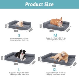 Orthopedic Dog Bed for Dogs,Waterproof Dog Sofa Beds M Size, Supportive Foam Pet Couch Bed with Removable Washable Cover, Waterproof Lining and Nonskid Bottom,Grey(M,36" L x 27" W x 7.5" Th)