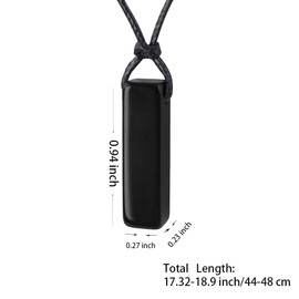 Natural Gemstone Pendant Necklace for Men Healing Crystal Pendant Adjustable Black Rope Necklace Jewelry Gifts for Women Men (Black Obsidian)