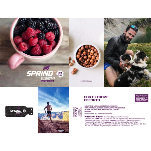 Spring Energy- Speednut with Caffeine (50 mg) Vegan 235kcal -20 Ct - Sports Nutrition