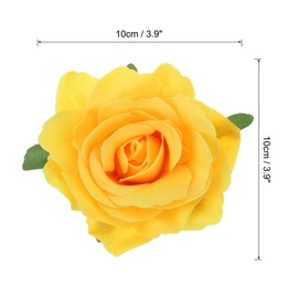 MECCANIXITY 5 Pcs Rose Flower Hair Clips 4 Inch Flower Hair Pins Flower Brooch for Women Hair Accessories Yellow