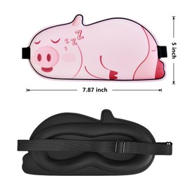 FUNAUPGO FUNAUPGO Cute Piggy Sleep Mask Eye Mask Funny Animal 3D Contoured Sleeping Mask Soft Breathable Blindfold Travel Eye Cover Eyeshade for Kids Adults Girls Boys Women Men (Piggy, Pink)