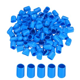 sourcing map 100pcs 15mm Rubber End Caps Cover PVC Vinyl Screw Thread Protector Round Wire Shelf Caps for Screw Bolt Pipe Fence Post, Light Blue
