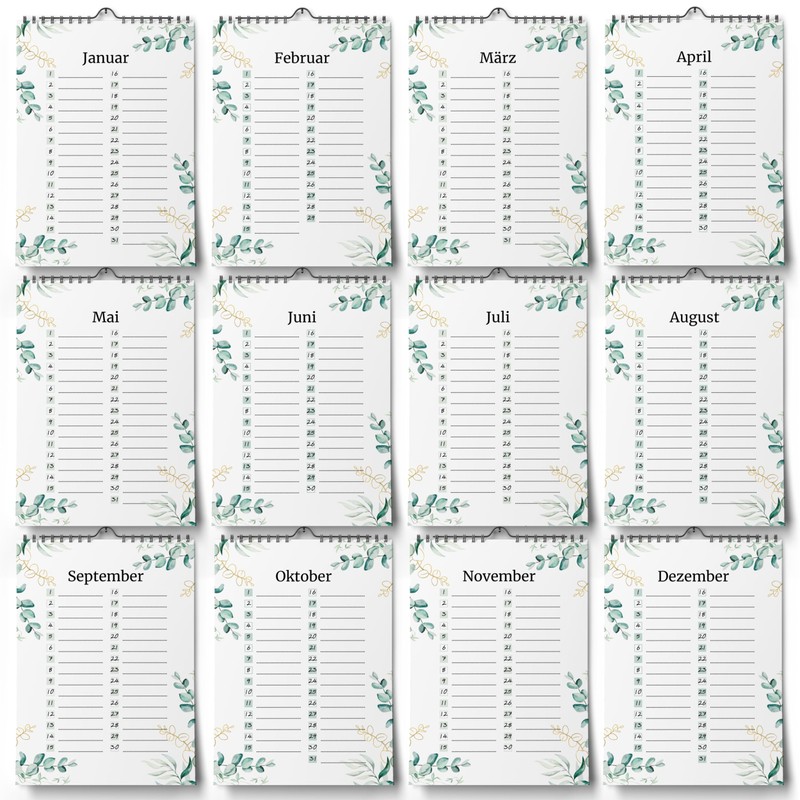 Birthday Calendar Year Independent - Perpetual Calendar Undated for Entering