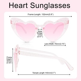 Pink Heart Glasses - Cat Eye Sunglasses, Neon & Rainbow, Wedding & Party Favors, Valentines Day Accessories