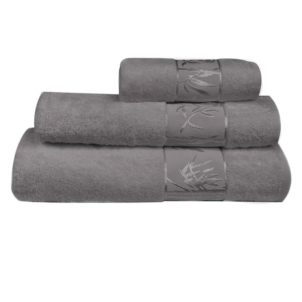 Marmaris Co. Bamboo Towels Set of 3 Luxury Bath Towel, Hand Towel, and Face Towel Set Complete Towels Set for Bathroom (Charcoal)