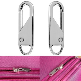 Zip Tags for Repair, Pack of 2, Metal in Silver Colour, Replacement Zipper for Zip, Zip Slider for Coat, Suitcase, Jeans, Bag, Zip Pendant Puller Tabs