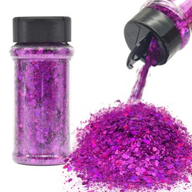 Purple - Craft Glitter - 2oz Glitter Shaker Bright Colorful Holographic Mix Chunky Body Glitter Bulk Wholesale 24 Colors in Shaker Cosmetic Glitter - EBLB800