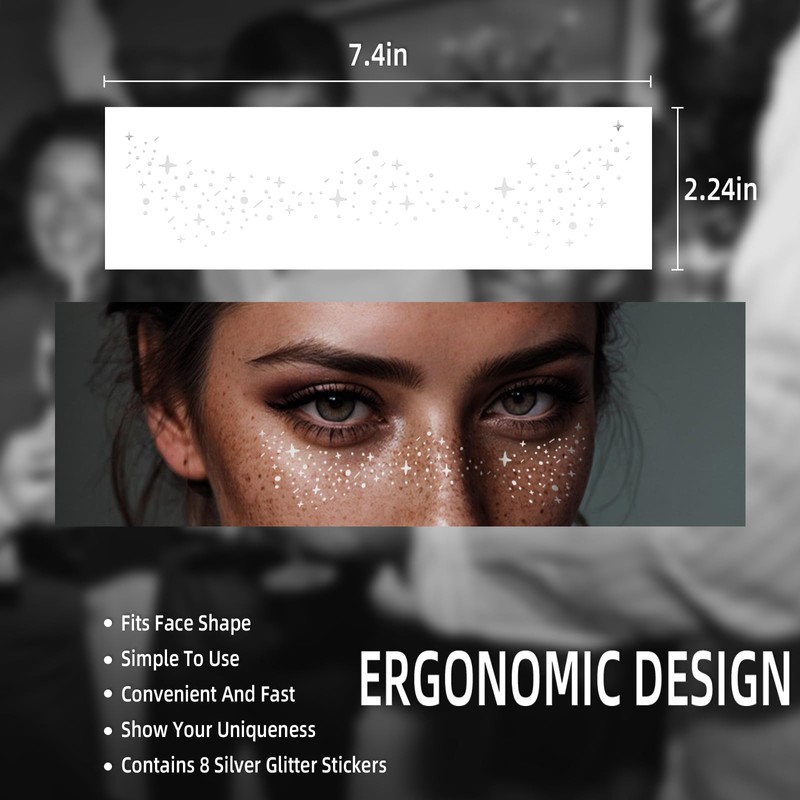 Glitter Freckles Face Tattoo - Silver - Glow Up Makeup