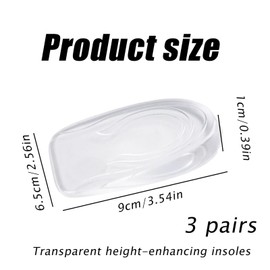 3 Paar Fersenkissen, Transparente Fersenpolster Schuh Einlagen mit 1 cm Erhöhung, Fersenkeil für Alltag und längeres Stehen, PU Material für Mehr Komfort Fersenkissen für Schuhe Höhen, Männer Frauen