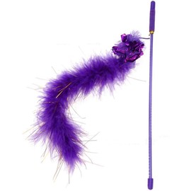 Purple Cat Teasing Stick Toy Interactive Stick, Sparkly Feather Boa with Crinkle Ball Tease Cat Rod Funny Cute Pet Supplies for Cat Training Indoor Cats Cat Toys Interactive for Indoor Cats