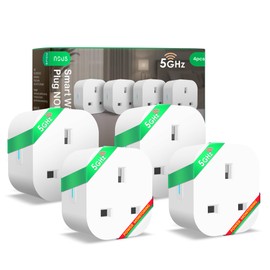 Smart WiFi Plug NOUS A10 with Energy Monitoring, 13A, Dual-Band 2.4/5GHz, Voice Control, Timer & Schedule, Compatible with Alexa, Google Home, Siri Shortcuts, UK 3-Pin, 4 Pack