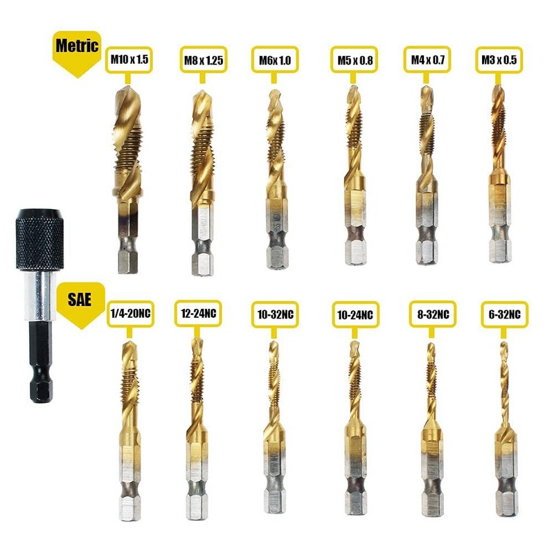 IMCCZONY Titanium Combination Drill Tap Bit Set 13PCS SAE and