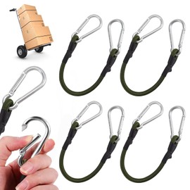 Gcffom Tension Elastic Strap with Carabiner, 4 Pieces Expander with Carabiner Hook, 30 cm, Tie Down Straps with Hooks, Bungee Ropes, Lashing Straps, Luggage Straps, Rubber Tensioner with Hooks for