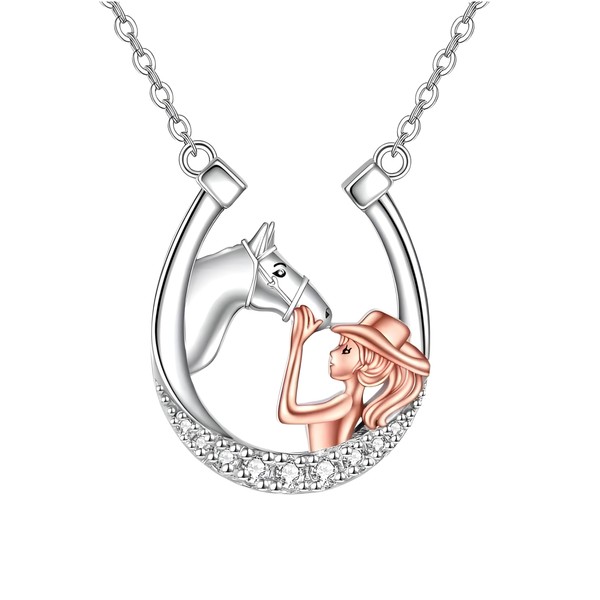 Country Heart Necklace, Infinity Heart Pendant Necklace, Horse Shoe, with