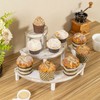 MyGift 3 Tier Cupcake Stand Whitewashed Wood Semicircle Dessert and