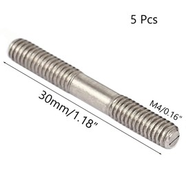 TOP-VIGOR 5Pcs Double End Threaded Stud Screw Bolt, M4x30mm 304 Stainless Steel Rod Bolts Thread Reducer Adapter, Adjustable Push Rod Stud for Furniture Hardware Machinery Maintenance and Fixes