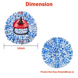 4 Pack Mop Replace Heads Compatible for OCeda, Spin Mop Refill Head Replacement for RinseClean 2-Tank System - Fluffy Microfiber, Machine Washable and Easy to Replace