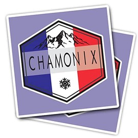 Chamonix 2 x 7.5cm Square Vinyl Sticker Decal Laptop Tablet Luggage Scrapbooking Refrigerator #59922
