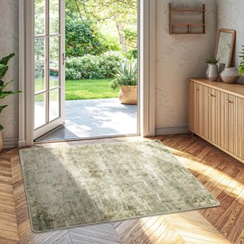 Shilucheng Entryway Rug 2x3 Washable Area Rug with Non-Slip Backing,Soft Low Pile Carpet for Bedroom Kitchen Bathroom Indoor Door Mat, Small Modern Neutral Abstract Rug (Brown/Golden)