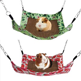 Small Animal Hammock with Rattan Mat, 2-Piece Set, for Guinea Pig, Chinchilla, Ferret, Squirrel