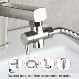 Tecmolog Faucet Valve Splitter Brass Sink Valve Diverter for Kitchen or Bathroom, Sink Hose Connector M22 to M24, Brushed Nickel, SBA021ENA