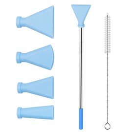 4PCS Stainless Steel Straw Blow Nozzles Set for Acrylic Paint Pouring Supplies, Painting Nozzle Tool with 4 Size Nozzles, Pour Painting Supplies for Fluid Art Bloom and Dutch Pouring (Blue)